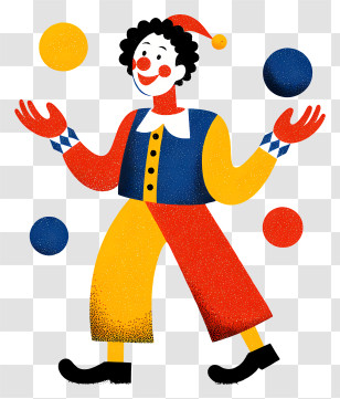 Clown Juggling In Circus - Colorful Jester Juggling Balls Transparent PNG