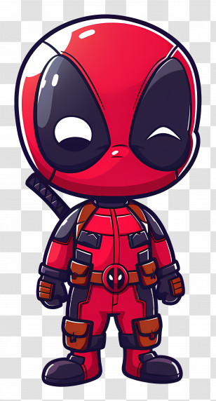 Cute Deadpool - Red Cartoon Character In Suit Illustration Transparent PNG