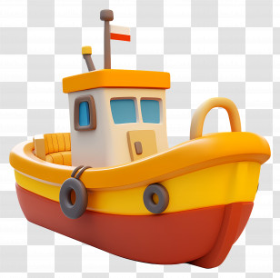 Cartoon Boat - Cute Toy Boat Transparent PNG