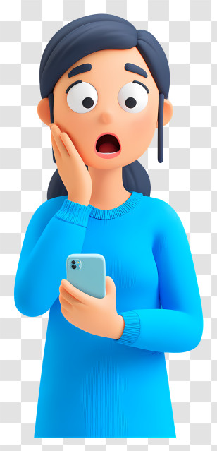 Woman Holding A Smartphone - Surprised Woman Checking Phone Transparent PNG
