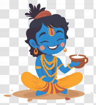 Krishna Janmashtami - Blue Deity Illustration Transparent PNG