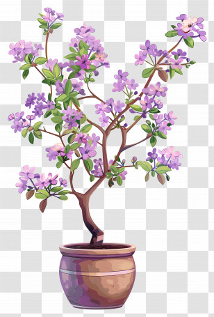 Lilac Flowers - Potted Plant With Purple Flowers Transparent PNG