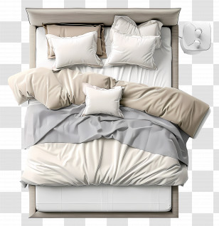 Bed Top View - Comfortable Bed With Pillows And Blanket Transparent PNG