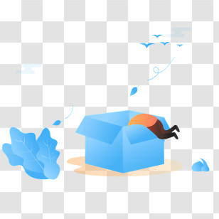 Cardboard Box - Person Exploring Inside Blue Box Transparent PNG