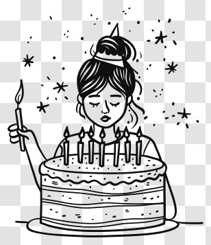 Birthday Wish - Birthday Cake With Candles Transparent PNG