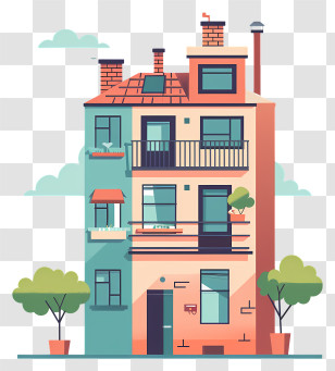 Real Estate - Colorful Cartoon House Illustration Transparent PNG