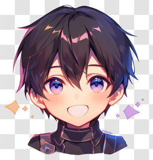 Kirito - Smiling Anime Boy With Black Hair Transparent PNG