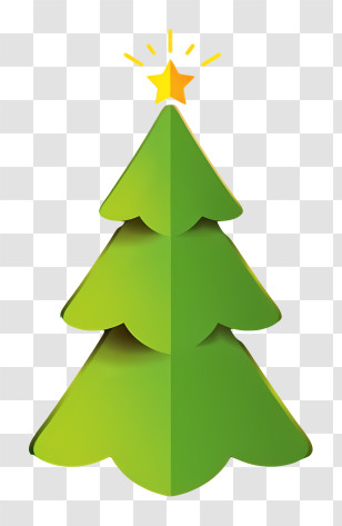 Christmas Tree - 3D Green Christmas Tree With A Star Transparent PNG