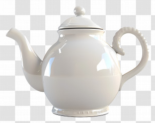 Tea Pot - White Ceramic Teapot With Handle And Lid Transparent PNG