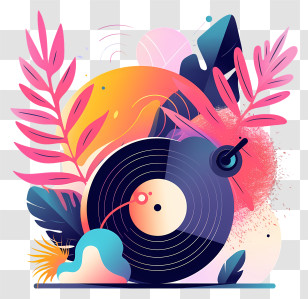 Vinyl Record - Abstract Vinyl Record Art With Colorful Design Transparent PNG