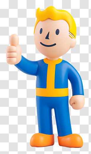 Vault Boy - Blonde Cartoon Thumbs-Up Mascot Transparent PNG