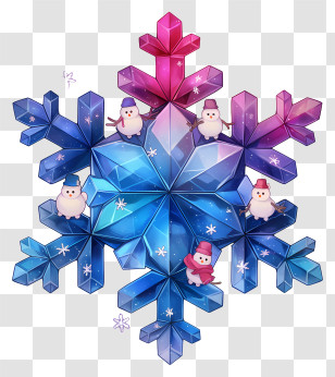 Snowflake Close Up - Sparkling Blue Crystal Snowflake Transparent PNG