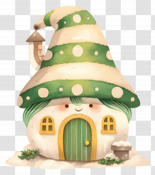 Christmas Gnome House - Cute Mushroom House Illustration Transparent PNG