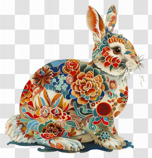 Chinese Zodiacs - Decorative Rabbit With Floral Motifs Transparent PNG