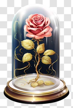 Glass Dome - Romantic Rose Display In Glass Dome Transparent PNG