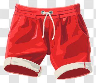 Cartoon Shorts - Bright Red Shorts With White Drawstring Transparent PNG