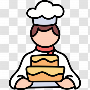 Chef - Baker With Cake Illustration Transparent PNG