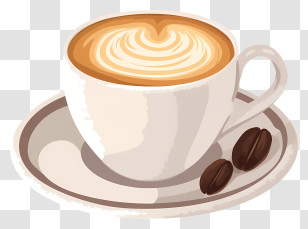 Coffee Cup - Coffee Cup With Latte Art Design Transparent PNG