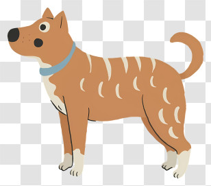 Brown Dog - Brown Cartoon Dog With Blue Collar Standing Transparent PNG