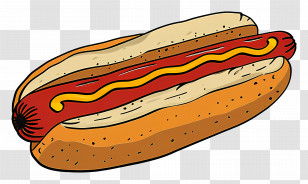 Hot Dog - Hot Dog With Mustard Illustration Transparent PNG