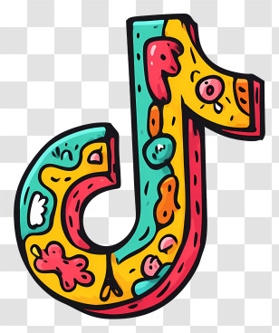 Doodle Tiktok Logo - Artistic Colorful Symbol Transparent PNG