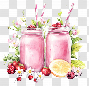 Pink Smoothie - Pink Smoothies In Decorative Glass Jars Transparent PNG