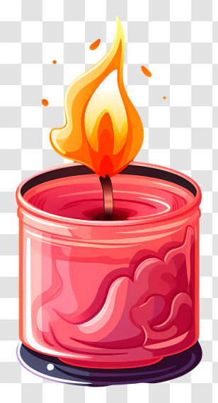 Red Candle - Red Glass Candle With Flame Illustration Transparent PNG