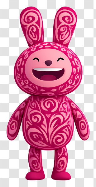 Pink Cartoon - Pink Patterned Bunny Character Transparent PNG