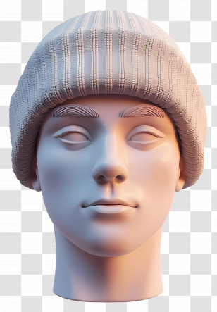 Man Face - Sculpture Of Head With Beanie Transparent PNG