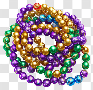 Mardi Gras Beads - Colorful Mardi Gras Beads Transparent PNG
