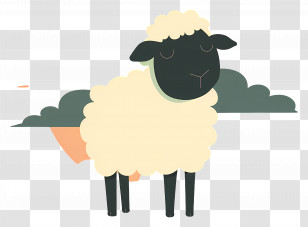 Sheep - Cute Sheep With Fluffy Wool Transparent PNG