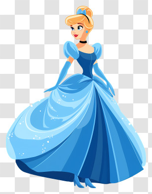 Cinderella - Royal Cartoon Princess In Blue Gown Transparent PNG