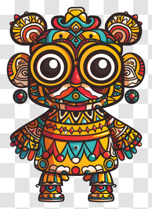 Art - Cute Character With Colorful Patterns Transparent PNG