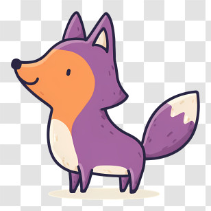 Purple Cartoon Animal - Purple Fox Cartoon Character Transparent PNG