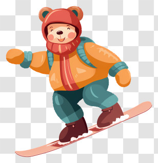Snowboarding Helmet - Snowboarding Bear Cartoon Transparent PNG