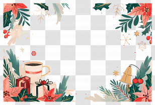 Christmas Background - Christmas Border Design With Holly, Gifts And Decorations Transparent PNG