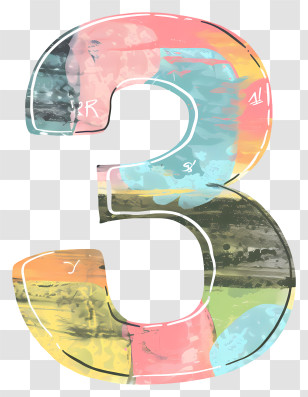 Number 3 - Colorful Cartoon Number 3 Transparent PNG