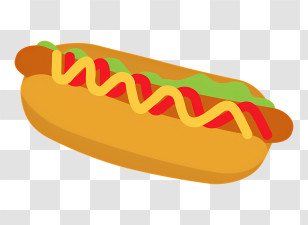 Food - Illustration Of Hot Dog With Mustard And Ketchup Transparent PNG
