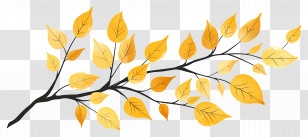 Autumn Branch - Yellow Fall Branch With Leaves Transparent PNG