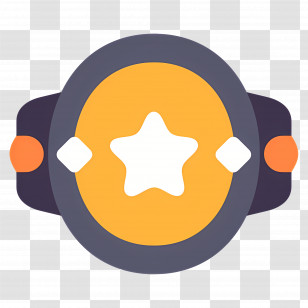 Champion Belt - Yellow Star Badge Icon For Achievement Transparent PNG