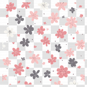Flower Background - Pink And Gray Floral Pattern Transparent PNG