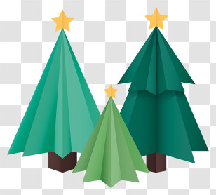 Christmas Trees - Origami Christmas Trees With Stars On Top Transparent PNG