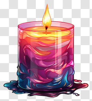 Candlelight - Colorful Melting Wax Candle Illustration Transparent PNG