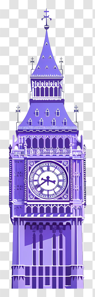 Big Ben - Purple Big Ben Illustration Transparent PNG