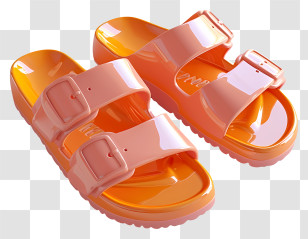 Leather Sandals - Orange Casual Sandals Transparent PNG