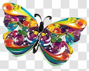 Butterfly Paper Quilling Art Idea - Ausmalbild Transparent PNG