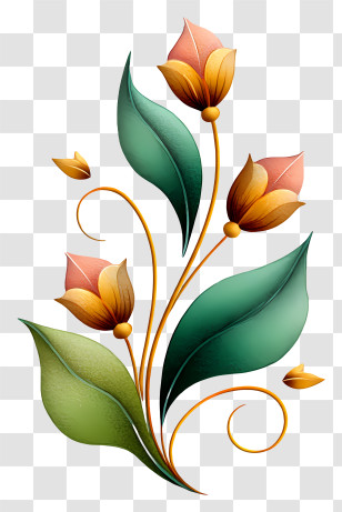 Watercolor Leaves And Flowers - Elegant Floral Design With Leaves Transparent PNG