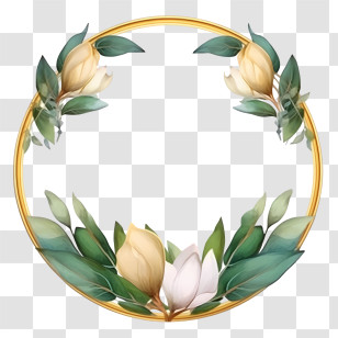 Eucalyptus Wreath - Decorative Floral Ring With Gold And Green Transparent PNG