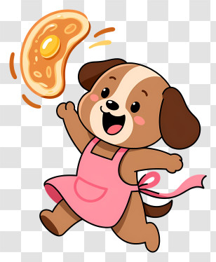 Brown Puppy In Pink Outfit - Playful Puppy Catching Pancake Transparent PNG