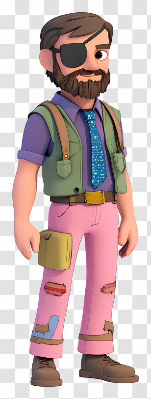 Cartoon Character - Adventurous Man With Eyepatch Transparent PNG